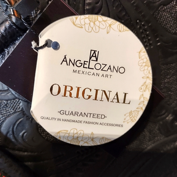 AngeLozano Flora Engraved Leather Tote with Floral Loom - Picture 14 of 16